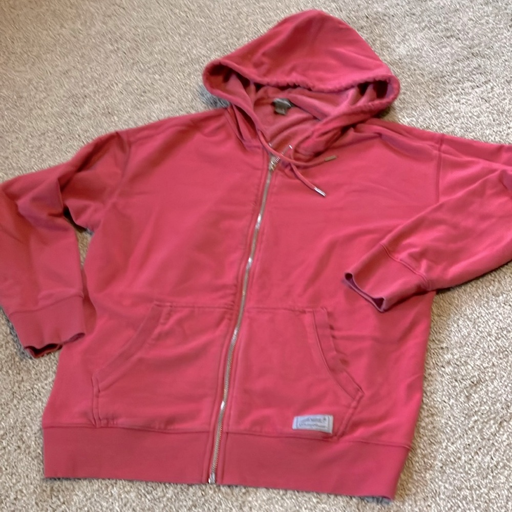 Eddie Bauer camp hoodie in coral/salmon zip up hoodie jacket